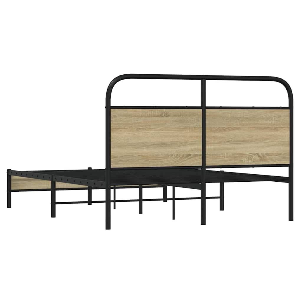 vidaXL Estructura de Cama sin colchón 120x190 cm Madera Roble Sonoma, Muebles de Dormitorio, Cama Doble, armazón de Cama, Cama
