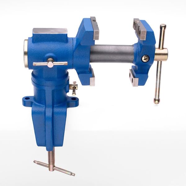 Universal Bench Vise Grip - Multi-Position Modular Cast Iron Woodworking and Metal Working Table Vise with 2 Rotating Jaws and Anvil - Portable Grip with 2-1/4" Max Jaw Opening by Kings County Tools