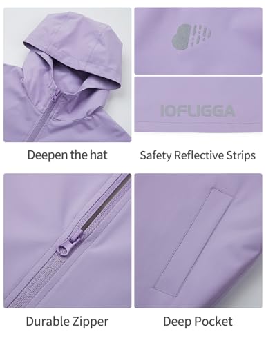 Image of Kids Rain Jacket Lightweight Waterproof Rain Coats Outerwear with Hood for Boys Girls Size 5-15
