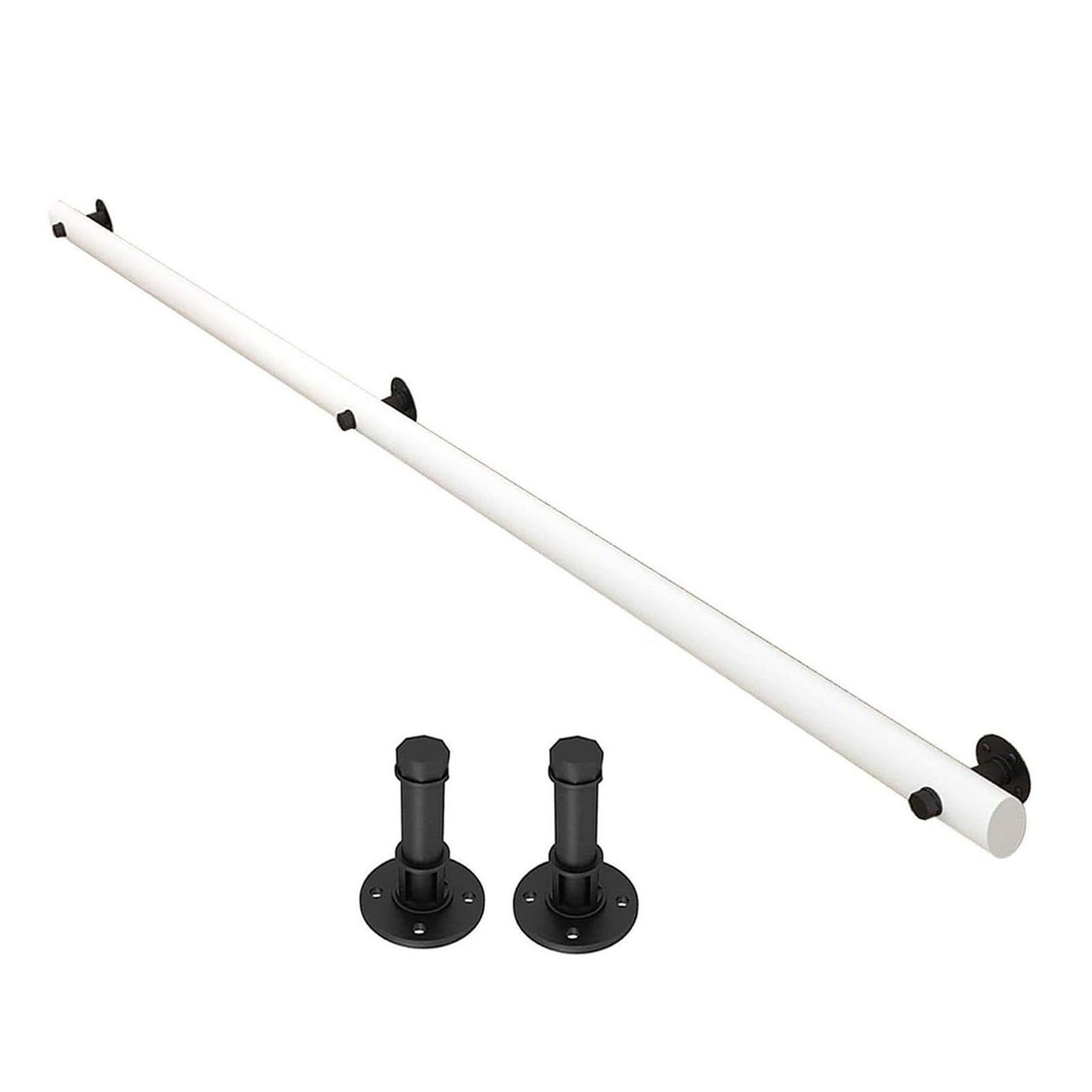 Rambarde d'escalier en bois massif blanc de 30 cm à 6 m avec support