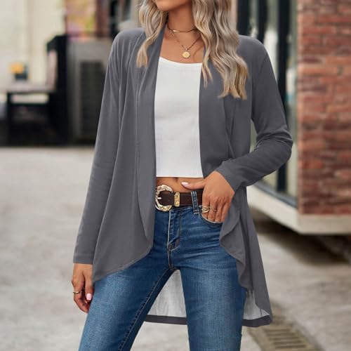 Womens Suit Cardigan Fashion Open Front Solid Color Lightweight Long Sleeves Loose Comfy Shawl Shirts Blouse Tops2