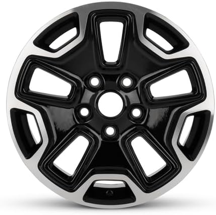 New OEM Replacement Wheel for 2013-2023 Jeep Wrangler 17x7.5 inch Aluminum Rim Black Machined Face with Painted Inlay