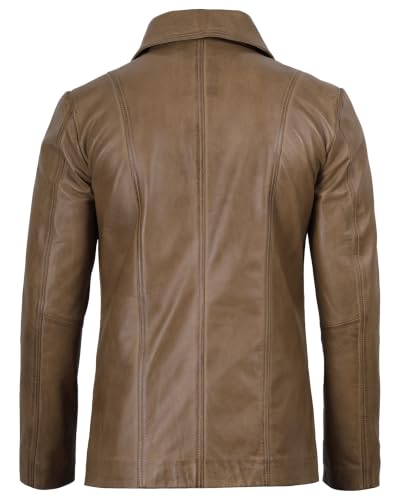 Image of fjackets Mens Leather Blazer Jacket - Real Lambskin Leather Sport Coat, 2-Button Blazer