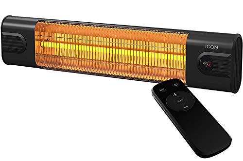 Preisvergleich Produktbild ICQN Kohlenstoff Heizstrahler mit Fernbedienung, 2300 W, Infarotstrahler, Infarotheizung für Innenbereich und Draussen, IP 34: Wasser- und Staubschutz, Thermal Serie ITC2500.R