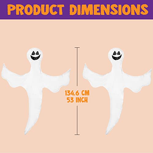 Image of JOYIN 2 Pcs 53 inch Halloween Decoration Outdoor, Halloween Tree Wrap Ghost Decoration Outdoor, Smiling Hanging Ghost Design for Lawn, Tree, Party Supplies, Haunted House Wrap Decor