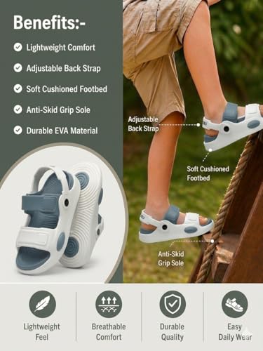 Image of Kid's Soft EVA Clog Sandals with Adjustable Strap & Anti-Slip Comfort Sole | Unisex |Light Weight | Water Proof