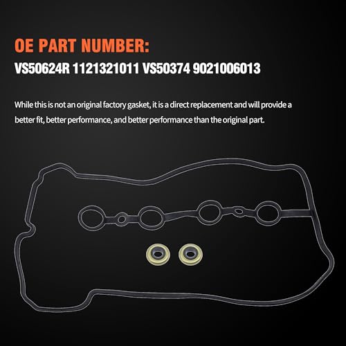 Image of HiSport Valve Cover Gasket Set - Compatible with Scion 2004-2006 xA 2004-2006 xB Compatible with Toyota 2000-2005 Echo 2001-2009 Prius 2012-2019 Prius C 2006-2019 Yaris 1.5L - Replace VS50624R