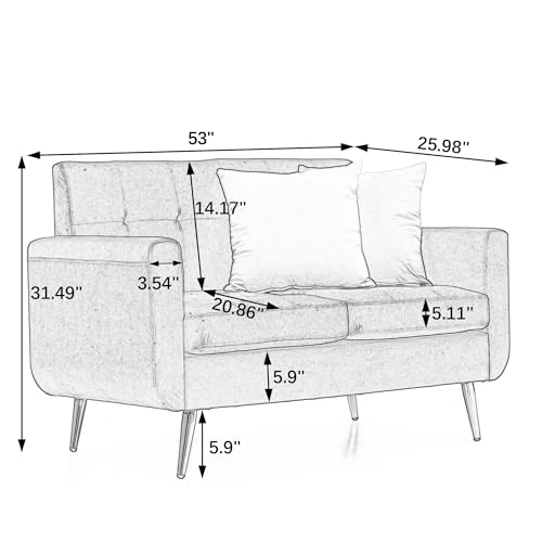 Eclyl CYX5003- BEIGE Double Sofa, Modern Decoration Living Room Love Seat Sofa Simple And Atmospheric, Button Plush Soft Cushion Love Seat Furniture, Easy To Install Bedroom Small Sofa thumb #1