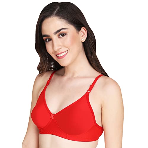 Image of Women Non Padded Bra - Made of Pure Cotton Full Coverage Non Wired Soft Cup for T-Shirt Saree Dress and for Everyday