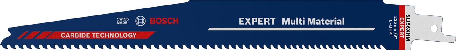 Bosch Professional 1x Expert ‘Multi Material’ S 1156 XHM Säbelsägeblatt (für Gusseisen, Länge 225 mm, Zubehör Säbelsäge)