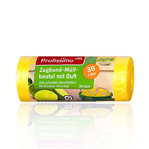 Lot de 20 sacs poubelle à cordon avec parfum d'agrumes frais - 30 l - Idéal pour le bureau, la maison et la salle de bain Cover