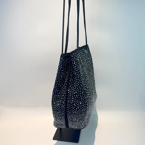 Sparkle Shoulder Bag with Rhinestones, 13L x 5.5W x 12H inches, Black, Water Brick Material evening Party Date One shoulder Crossbody handheld Fashionable and sophisticated sense woman miss lady3
