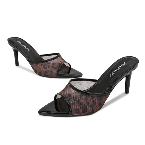 Image of Women Clear Pointed Toe Sandals Stiletto Heels Transparent Strap High Heels Slip on Mules for Women