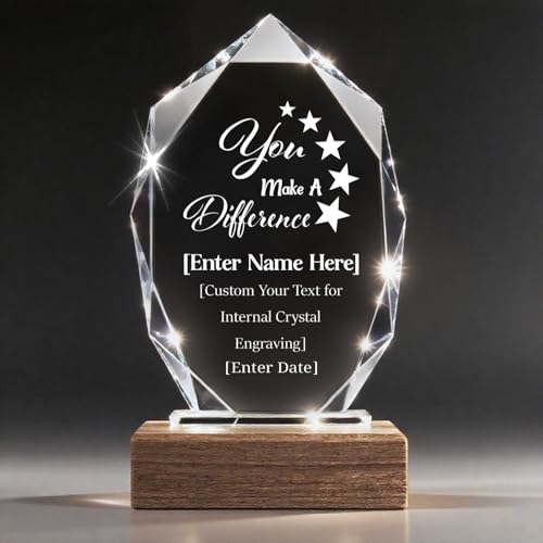 Spricoz Crystal Trophy with Wood Base, Custom Engraving