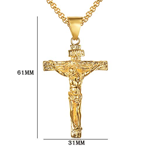 Stainless Steel Cross Necklace Jesus Christ Crucifix Cross Lord's Prayer Pendant for Men&Women 24 iNCH Box Chain3