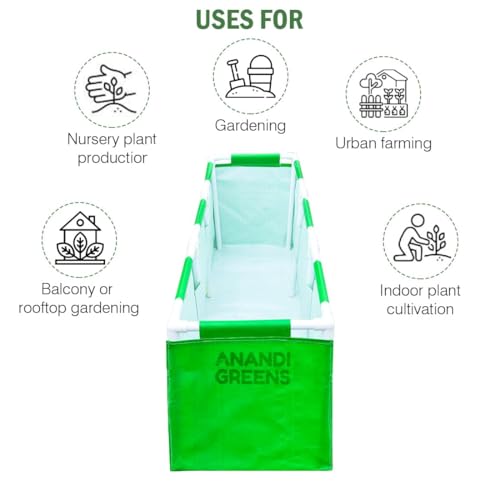Image of Anandi Green's 5X1.25X1.25 Fit HDPE UV Protected 360 GSM Rectangular Plants Grow Bag Terrace Gardening Vegetable Garden with PVC Frame
