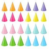 PSFXBM 24 Pcs Party Hats, Paper Cone Hats with Elastic Rope, Lovely Cake Cone Birthday Paper Hat, Colorful Party Hat for Birthday Various Parties Festivals Photo Prop Decorations - Image 1