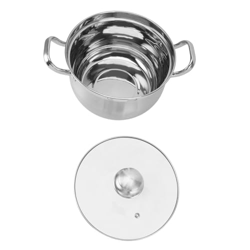 Xixian Olla Sopera de Acero Inoxidable de 24 Cm con Tapa a Prueba Derrames y Asas Dobles para Sopa y Guisos