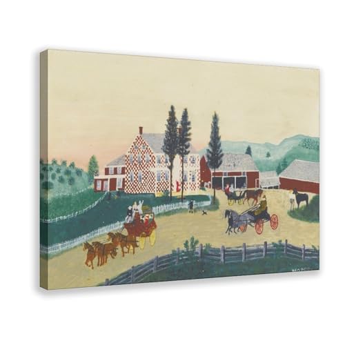 Tableau The Old Checkered House Grandma Moses impression sur toile haute définition