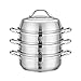 Garnek/parowiec, stal nierdzewna 304, 3-warstwowy, z parownicą, do użytku domowego/handlowego, zagęszczony, 26/28/30/32 cm, do kuchenki gazowej/kuchenki indukcyjnej (7-19 osób) (rozmiar: 26 cm)