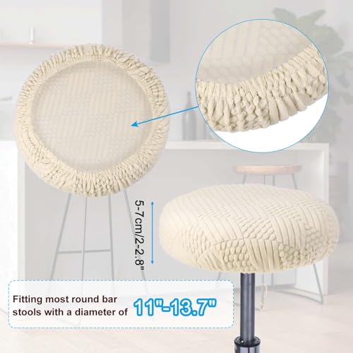 PATIKIL Stool Covers Round, Elastic Bar Stool Covers Washable Stool Cushion Slipcover Stretchy Bar Chair Seat Cover for 11-14 Inch Chair, Beige - Image 4