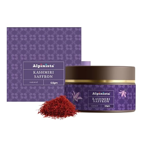 Image of Alpinista Original Kashmiri Saffron /Kesar 0.5g, Kumkuma Puvvu Certified Grade-1 Pure Kashmiri Kesar for pregnant, Food & Pooja