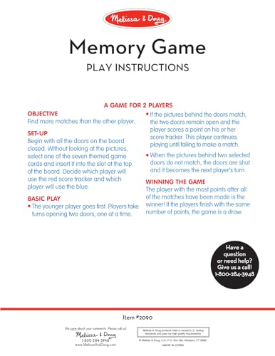 Melissa & Doug Kids Flip-To-Win Memory Game (Travel Games, Bungee-Hinge Design, Colorful Illustrations, 7 Double-Sided Cards, 11.7" H X 8.5" W X 0.9" L)