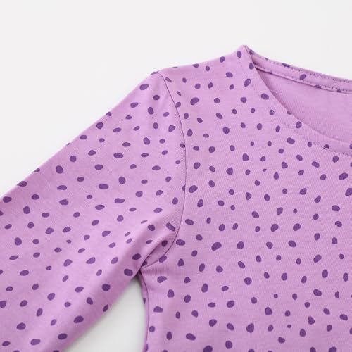 Image of Girls Cotton Long Sleeve Casual Cartoon Appliques Striped Jersey Dresses