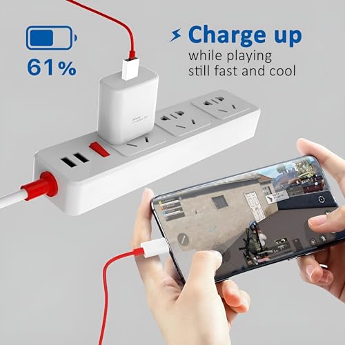 Image of Oneplus 65W Supervooc Charging Adapter with Type C 1M Cable for Oneplus 13|13r|Open|12|12r|Nord N30 5G|11|11r|10 Pro|10r|10t|9 Pro|9r|8Pro|8T- Nothing Phone 3a|3a Pro-Dash /Superdart /Warp /Vooc, White