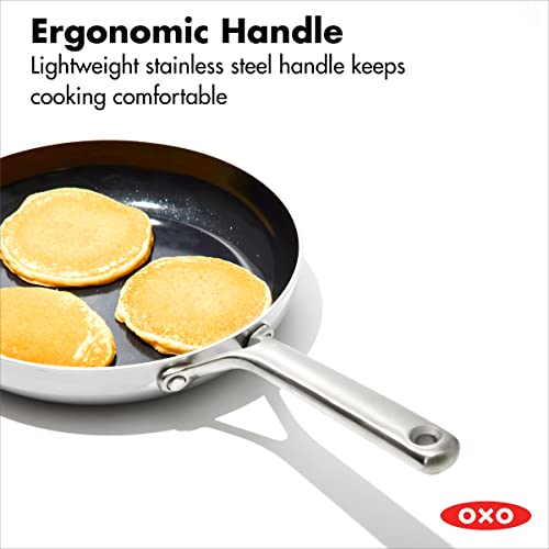 Image of OXO Mira Tri-Ply Stainless Steel PFAS-Free Nonstick, 8 inch Frying Pan Skillet, Induction, Multi Clad, Dishwasher and Metal Utensil Safe