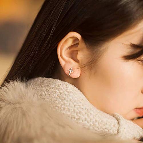 CZ Criss Cross Clip on Cuff Wrap Hoop Earrings for Women 925 Sterling Silver Non-Pierced Ears Pave Crystal Diamond Small Cartilage Crawler Sweep Earring Delicate Flat Jewelry Gift4