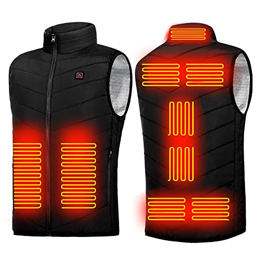 Chaleco térmico eléctrico con USB, chaleco con cabeza para hombres y mujeres, chaleco térmico para hombres y mujeres, 9 zonas para acampar, motocicleta, pesca, esquí, caza Cover
