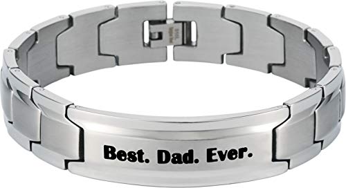 Smarter LifeStyle Stylish DAD Bracelet for Men - Wide Link Surgical Grade Steel Adjustable Bracelet for DAD, Mens Jewelry, Mens Bracelets Father's Day Bracelet (Best. Dad. Ever. - Silver Bracelet)
