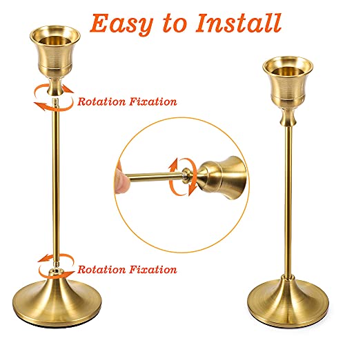 Vindar Candlestick Holders Taper Candle Holders - Set Of 6 Gold Candle Sticks Holder Decorative For Dining Room, Centerpiece, Table, Wedding, Mantel, Candlelight Dinner, Party #TOP3