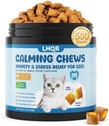 Calming Cat Treats - 500 Chews for Stress & Anxiety Support, Chic...