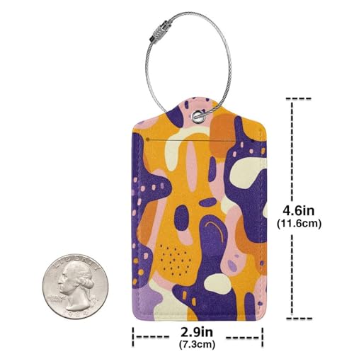 Mexpekil Gepäckanhänger mit Edelstahlringen, Leder-Kofferanhänger, abstrakte Farbe, Reisegepäck-Identifikator, Sichtschutz, Namensschild für Gepäck, Handtasche, Taschen, 2 Stück