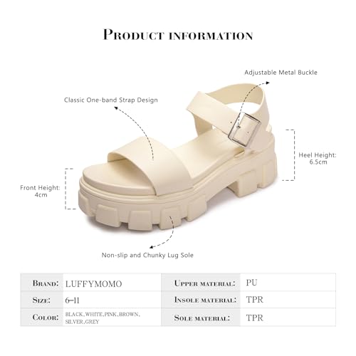 Image of Luffymomo Women's Platform Wedge Sandals | Chunky Heels Ankle Strap Shoes Open Toe Summer Adjustable Sandals, Lug Sole