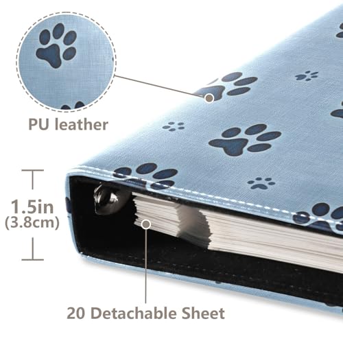 Álbum de fotos adhesivo Scrapbook DIY huellas azul con encuadernación de 3 anillos, 40 páginas 8x10 para recuerdos miniatura 4