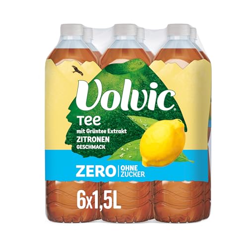 Volvic Tee Zero Zitronengeschmack Erfrischungsgetränk aus Grüntee-Extrakt mit Zitronengeschmack Ohne Zucker Kalorien und Konservierungsstoffe 6 x 1 5 l