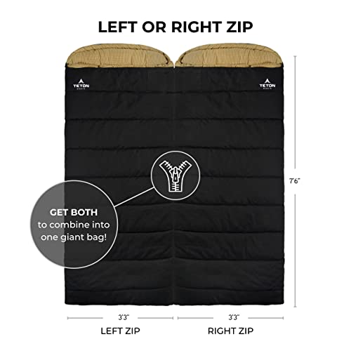 Teton -35F Degree Deer Hunter Sleeping Bag. Warm and Comfortable Camping Sleeping Bags, Teton Tough Canvas Shell for Camping, Hunting, and Cold Weather, Black - Image 2