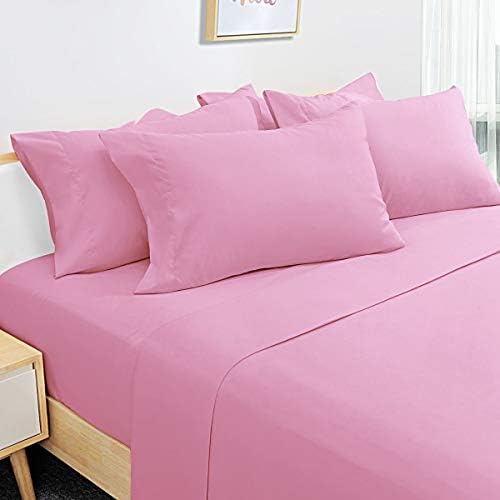 HOMEIDEAS 6 Piece Bed Sheets Set Extra Soft Brushed Microfiber 1800 Bedding Sheets Deep Pocket, Wrinkle & Fade Free (Double,Deep Gray)