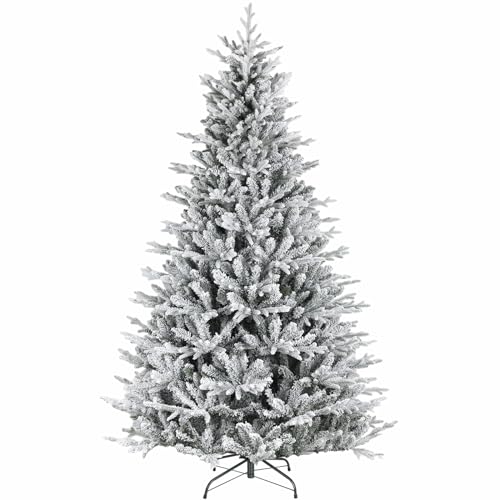 Hykolity 6.5 ft 'Feel Real' Snow Flocked Christmas Tree, Artificial Christmas Tree with 2024 PE & PVC Branch Tips, Metal Stand and Hinged Branches Hykolity 6.5 ft 'Feel Real' Snow Flocked Christmas Tree, Artificial Christmas Tree with 2024 PE & PVC Branch Tips, Metal Stand and Hinged Branches