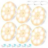 6pcs USB Wiederaufladbares Nachtlicht mit Bewegungsmelder - 3 Farben lampe mit bewegungsmelder innen Warmlicht LED-Licht,Schrankbeleuchtung für Treppenbeleuchtung,Schlafzimmer, Küche,Kinderzimmer