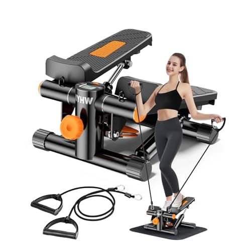 Stair Steppers for Exercise at Home, Mini Stepper with Resistance Band, 330LBS Loading Capacity, Hydraulic Fitness Stepper Exercise Equipment,Stepper Machine with LED Monitor for Full Body Workout