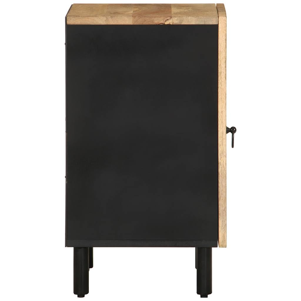 Armario de baño de 38 x 33,5 x 58 cm, madera maciza de mango, negro, con puerta, independiente, para almacenamiento de baño, diseño robusto, ideal para espacios pequeños, crea orden, madera