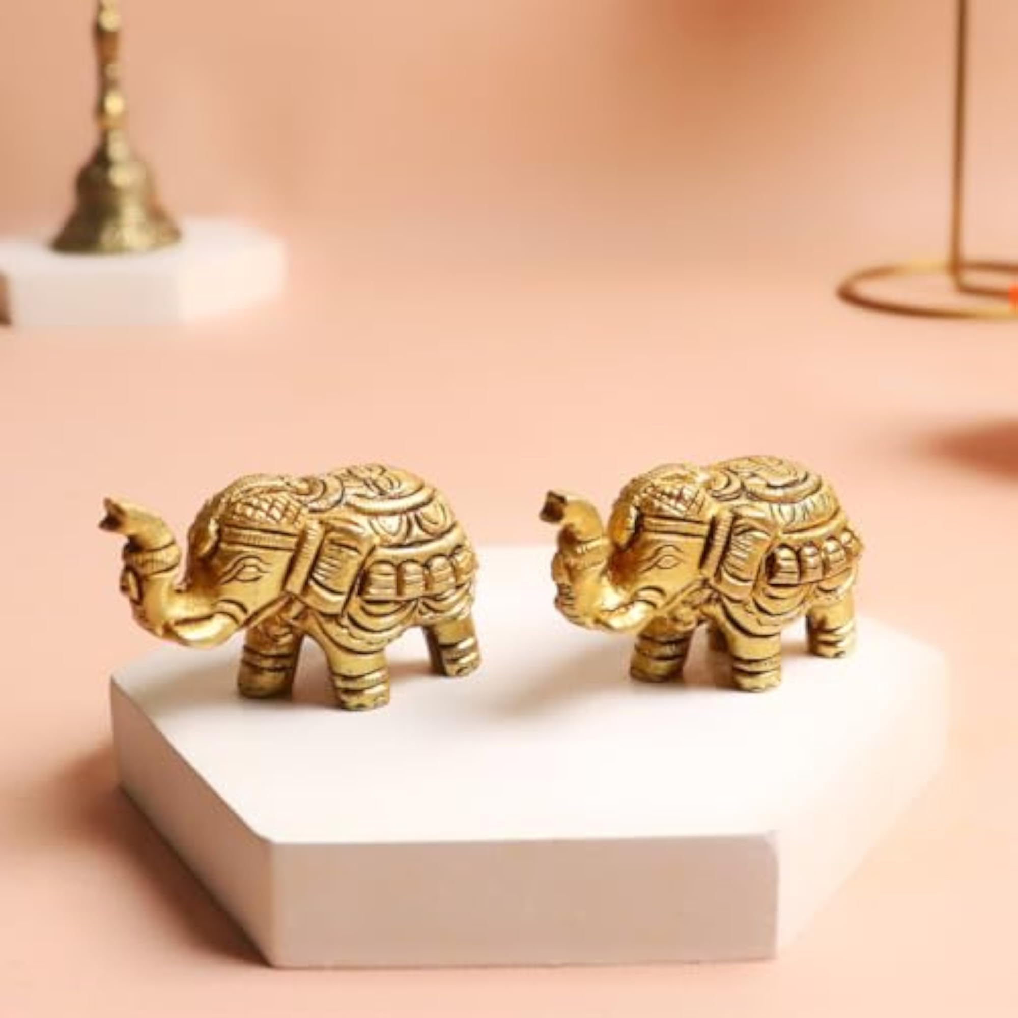 Brass Small Elephant Pair, 2 Inch, Statue for Good Luck