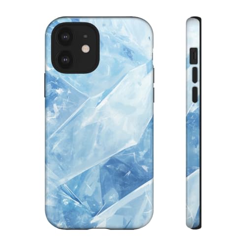 Coque iPhone 12 texture bleue glacée rigide haut de gamme
