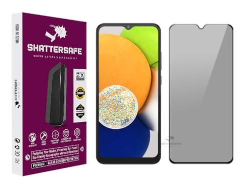Image of Anti-Spy Privacy Tempered Glass Compatible For Samsung Galaxy A03 / A03s / A03 Core / A04 / A04s / A04 Core / A02s / M04 / M02s [Pack of 1]. Easy Installation Kit.