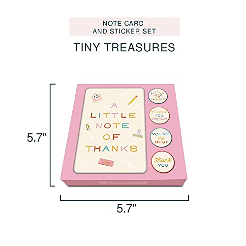 Image of Studio Oh! Tiny Treasures Blank Thank You Cards Set with Envelopes & Stickers, 12 Assorted Note Cards (4 Designs), 4.5 x 5.5 in, 260 GSM Thick Paper, Decorative Stationery Set for Gifts, All Occasions