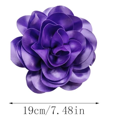 Image of Large Camellia Rose Flower Brooches Lapel Pins Dainty Satin Fabric Apparelpin Oversized Brooch Pin for Women Men Wedding Party Banquet Dress Dance Clothes Accessories